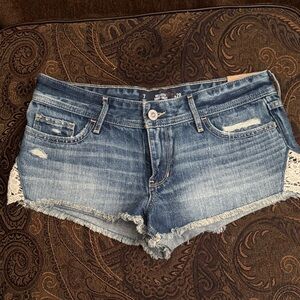 Hollister Blue Jean Shorts with Lace Accents